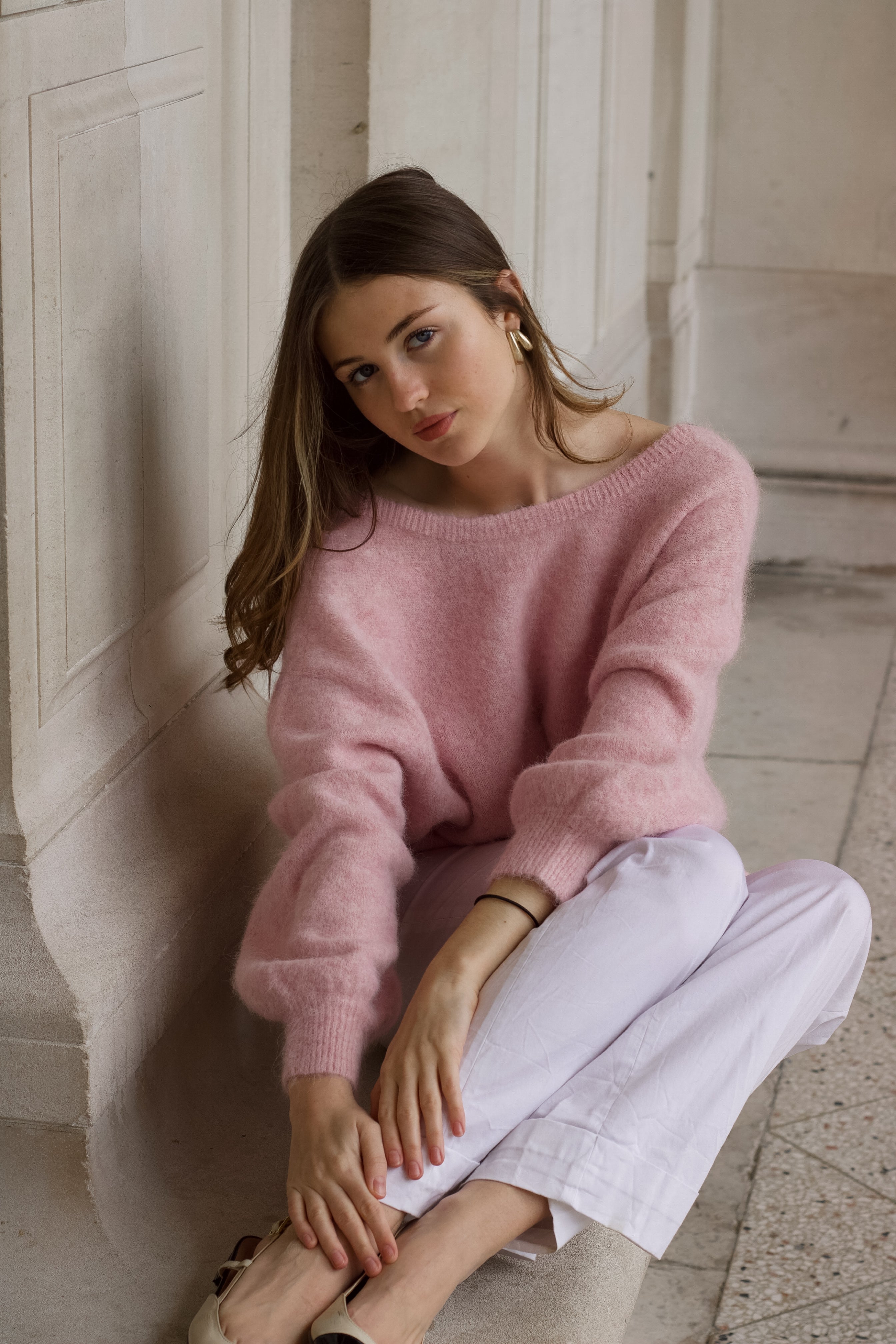 pull dos nu rose femme